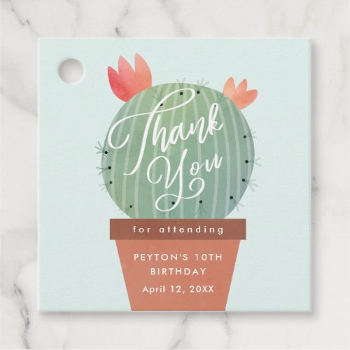 Cute Cactus Kids Birthday Party Thank You Favor Tags