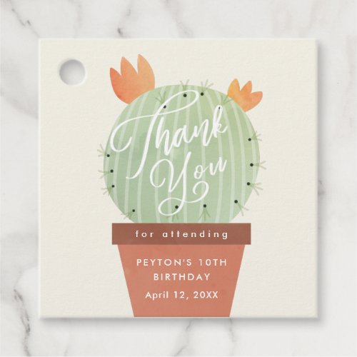 Cute Cactus Kids Birthday Party Thank You Favor Tags