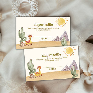 Cute Cactus Llama Cowboy Diaper Raffle Baby Shower Enclosure Card