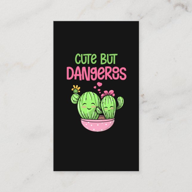Cute Cactus Lover Girl Kawaii Succulent Lover Business Card (Front)