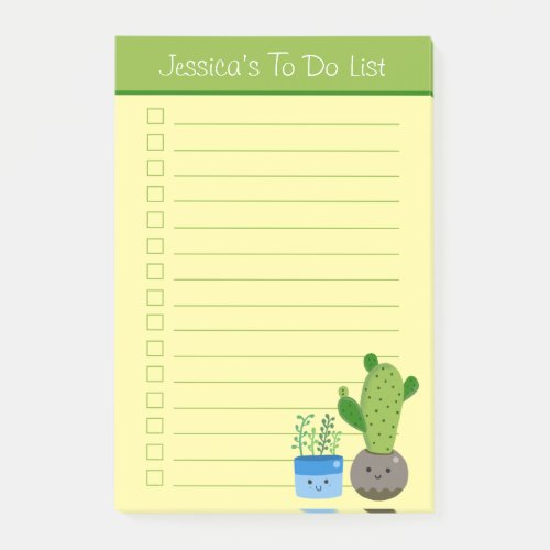 Cute Cactus Lovers Personalized Lined To Do List Post_it Notes