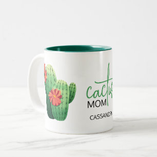 Cute Cactus Mom Succulent Plant Lover Two-Tone Coffee Mug