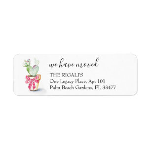 Cute Cactus Moving Announcement Return Address Label