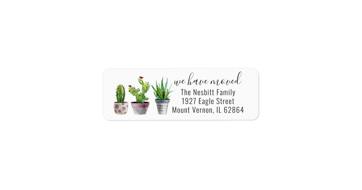 Cute Cactus Moving Announcement Return Address Label | Zazzle.com