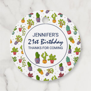 Cute Cactus Nature Succulents Pattern Birthday Favor Tags