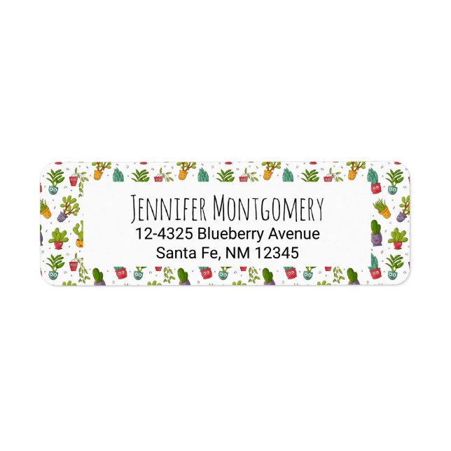 Cute Cactus Nature Succulents Pattern Label (Front)