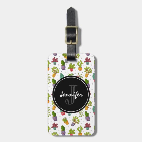 Cute Cactus Nature Succulents Pattern Luggage Tag