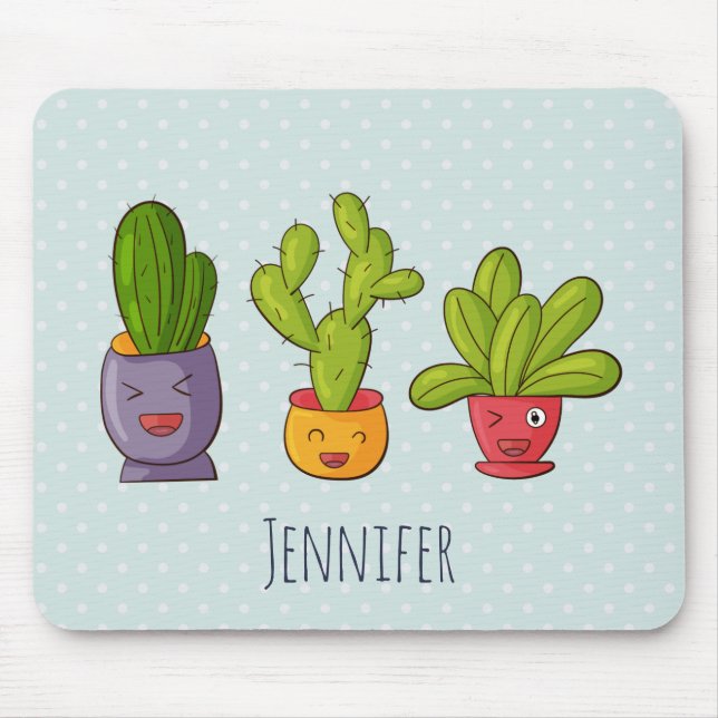 Cute Cactus Nature Succulents Pattern Mouse Pad (Front)