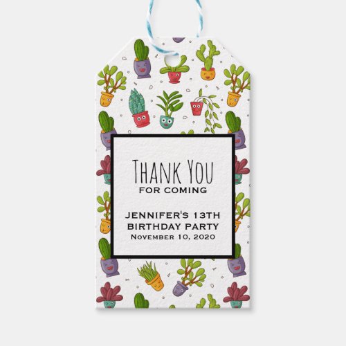 Cute Cactus Nature Succulents Pattern Thank You Gift Tags