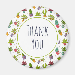 Cute Cactus Nature Succulents Pattern Thank You Magnet