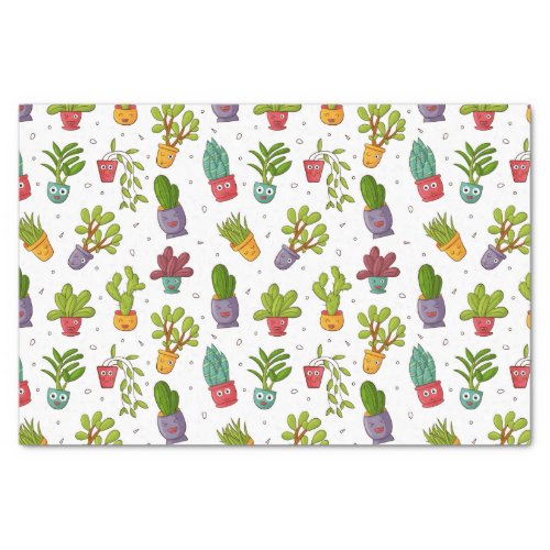 Cute Cactus Nature Succulents Pattern Tissue Paper