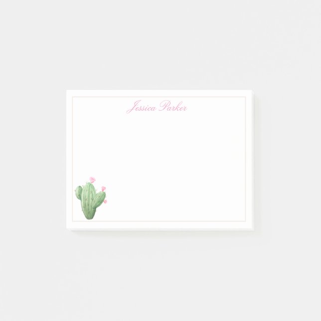Cute Cactus on White Background Notes (Front)