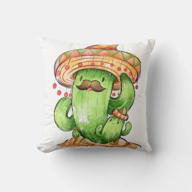 cute Cactus Outdoor Pillow (Front)