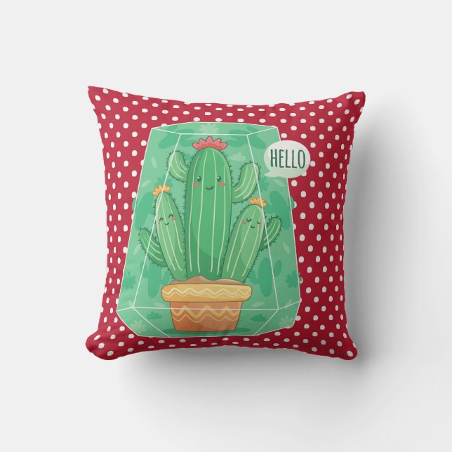 cute Cactus Outdoor Pillow (Front)