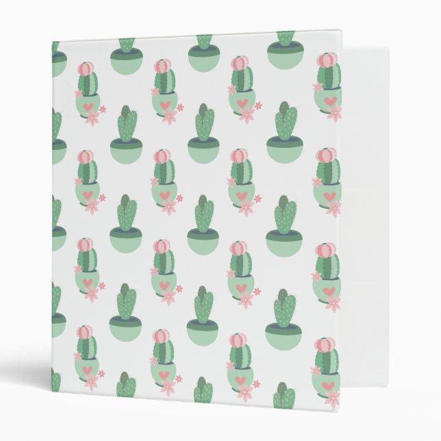 Cute Cactus Pattern 3 Ring Binder (Front/Inside)
