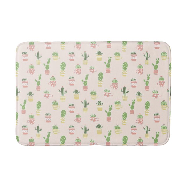 Cute Cactus Pattern Bath Mat (Front)