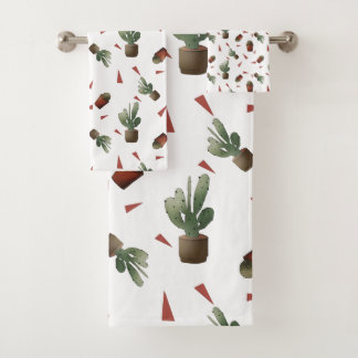 Cute cactus pattern bath towel set