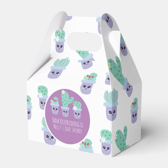 Cute Cactus Pattern Cartoon Thank You  Favor Box (Front Side)