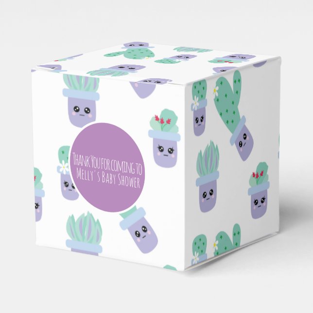 Cute Cactus Pattern Cartoon Thank You  Favor Boxes (Front Side)