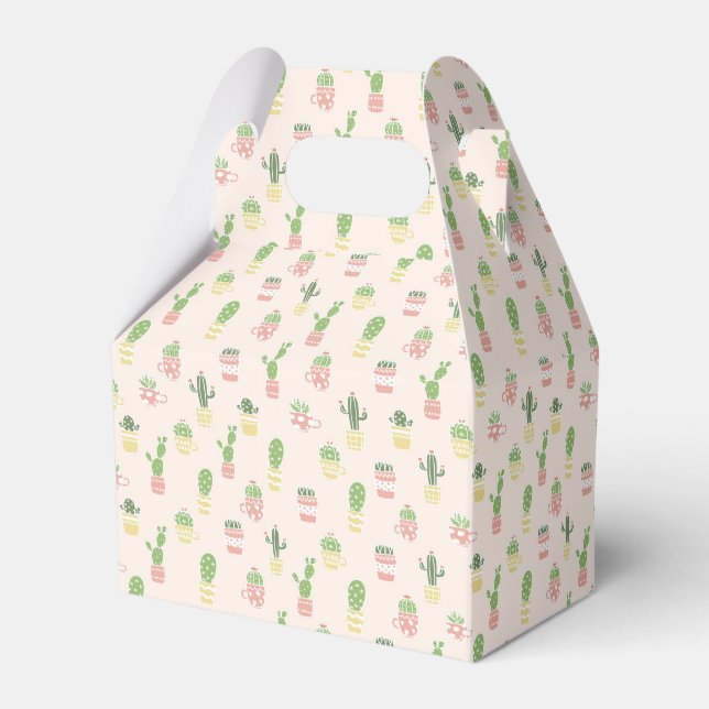 Cute Cactus Pattern Favor Boxes (Front Side)