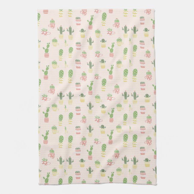 Cute Cactus Pattern Kitchen Towel (Vertical)
