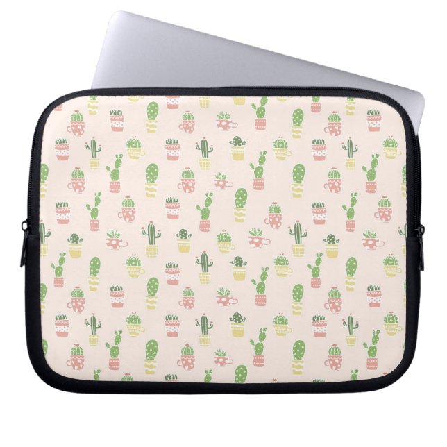 Cute Cactus Pattern Laptop Sleeve (Front)