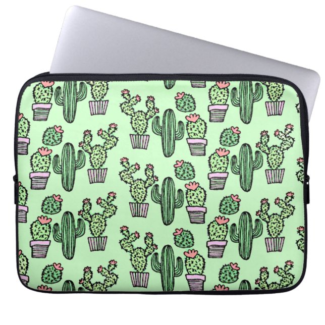 Cute Cactus Pattern Laptop Sleeve (Front)