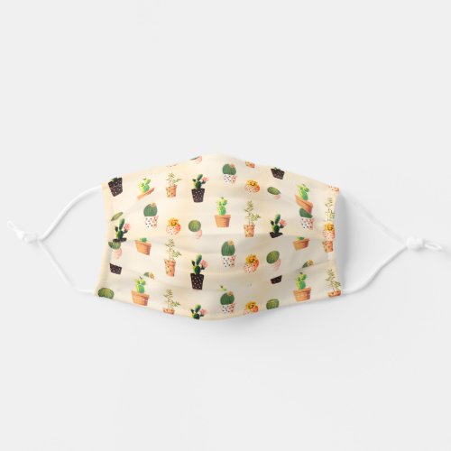 Cute Cactus Pattern Modern Trendy Girly Unique Adult Cloth Face Mask