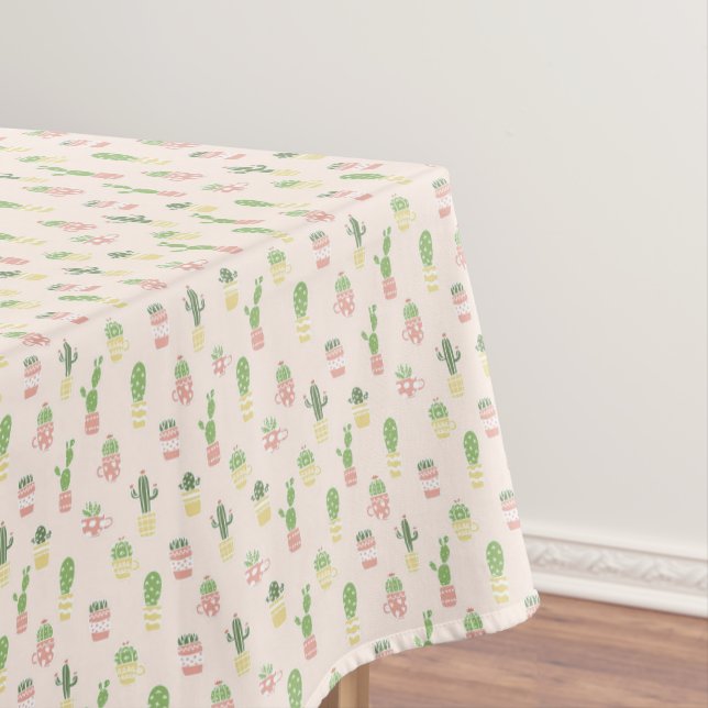 Cute Cactus Pattern Tablecloth (In Situ)