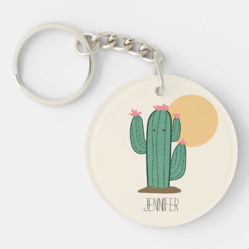 Cute Cactus Personalized Key Chain