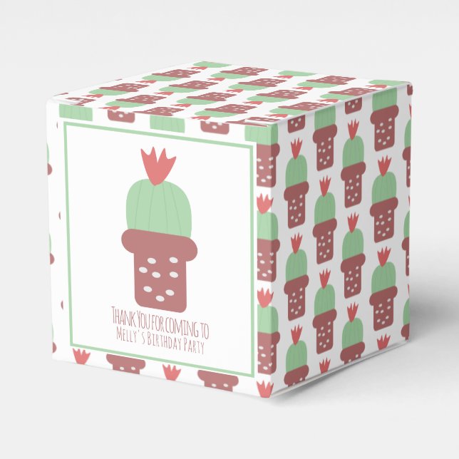 Cute Cactus Plant Birthday Party Thank You   Favor Boxes (Front Side)