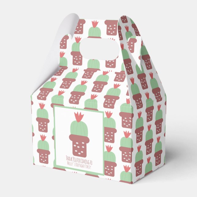 Cute Cactus Plant Birthday Party Thank You    Favor Boxes (Front Side)