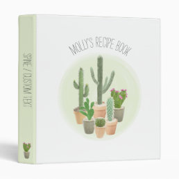Cute Cactus Plants Succulents Recipes Cookbook 3 Ring Binder