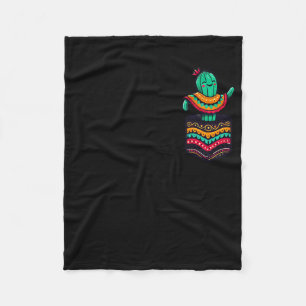 Cute Cactus Pocket Serape Cinco De Mayo Mexican Pa Fleece Blanket