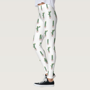 Cute Cactus Pot Plant Pattern  Leggings