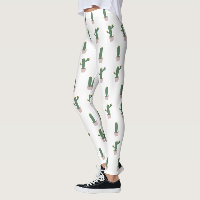 Cute Cactus Pot Plant Pattern  Leggings (Left)