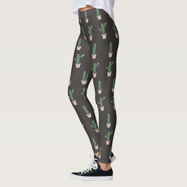 Cute Cactus Pot Plant Pattern   Leggings (Left)