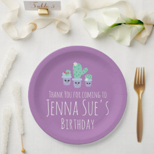 Cute Cactus Potted Plant Birthday  Thank You   Bal Paper Plates