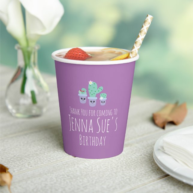 Cute Cactus Potted Plant Birthday  Thank You    Paper Cups (Insitu)