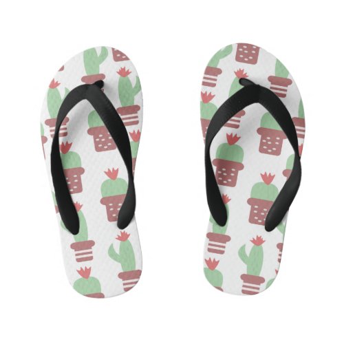 Cute Cactus Potted Plants Kids Flip Flops