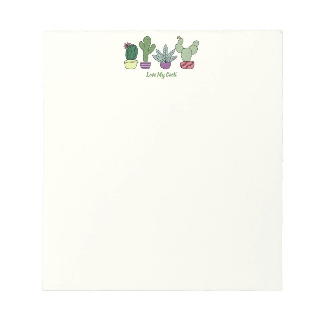 Cute Cactus Potted Plants Love My Cacti  Notepad (Front)