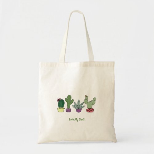 Cute Cactus Potted Plants Love My Cacti  Tote Bag
