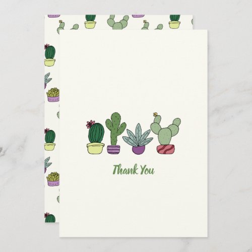 Cute Cactus Potted Plants Thank You Card