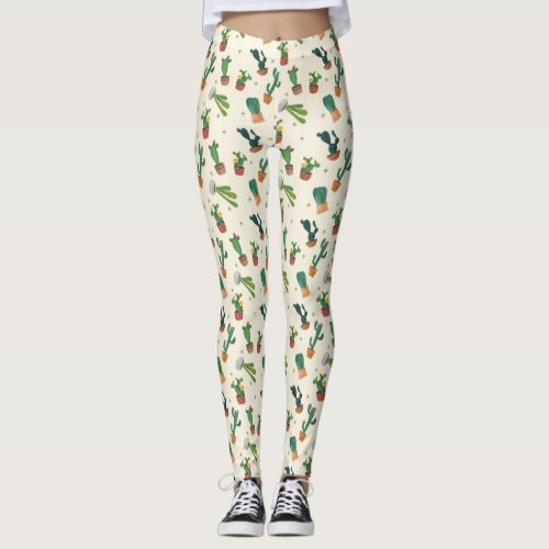 Cute Cactus Print  Leggings