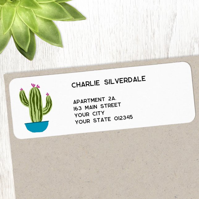 Cute Cactus Return Address Label (Creator Uploaded)