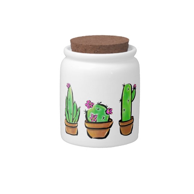 Cute Cactus southwestern cacti succulents  Candy Jar (Front)
