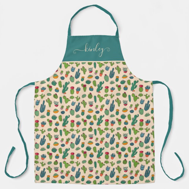 Cute Cactus Standing Pattern 2 Apron (Front)