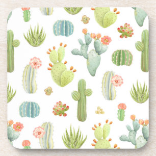 Cute Cactus Standing Pattern Beverage Coaster