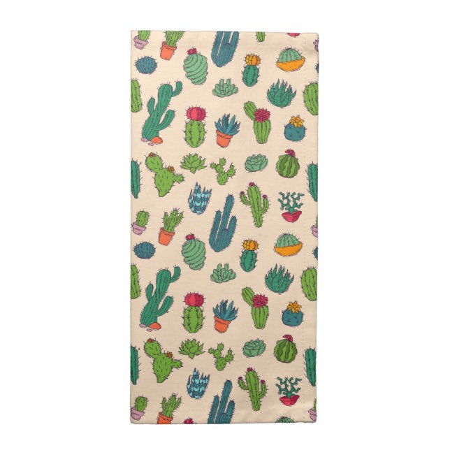 Cute Cactus Standing Pattern Cloth Napkin (Half Fold)
