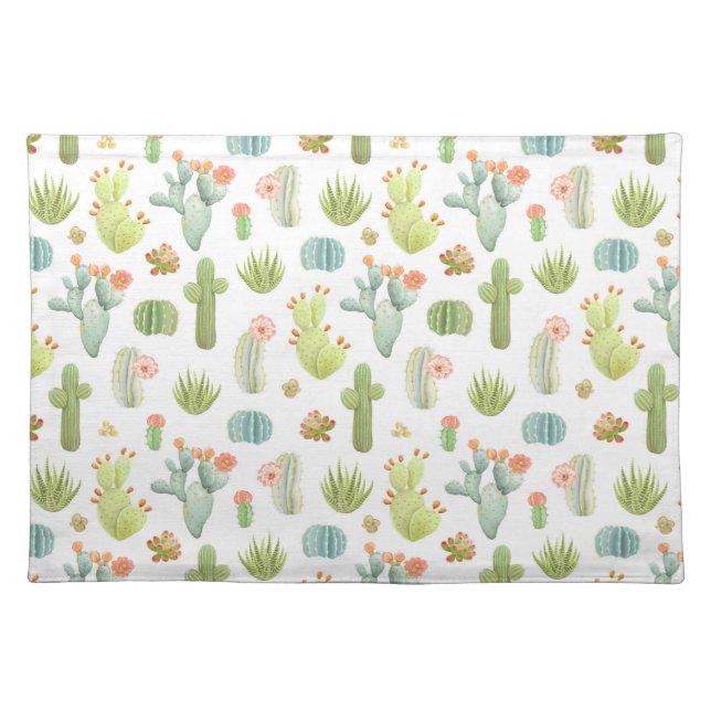 Cute Cactus Standing Pattern Cloth Placemat (Front)